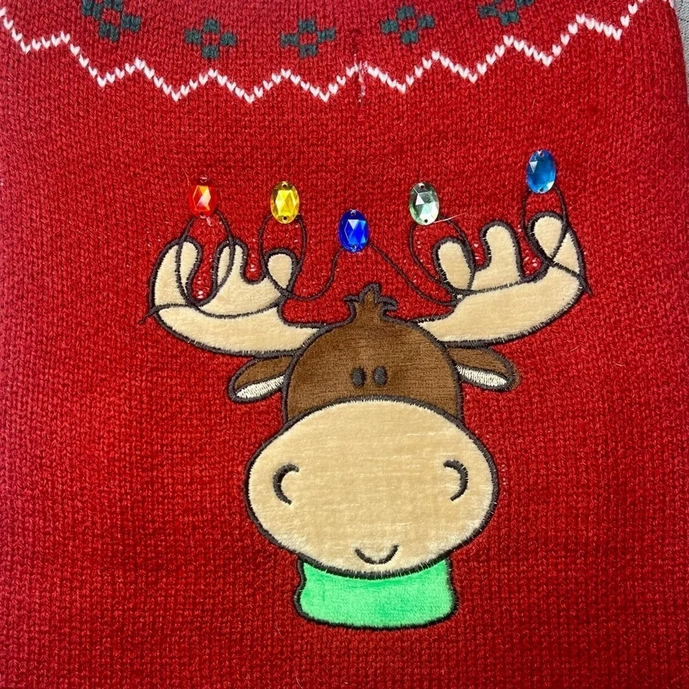 Pet Dog Christmas Sweater Reindeer with Lights Red White Medium Nwt